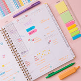 2027 weekly spread features ample lined writing space for to do lists, notes section, reference calendars, bullet points, and monthly tabs