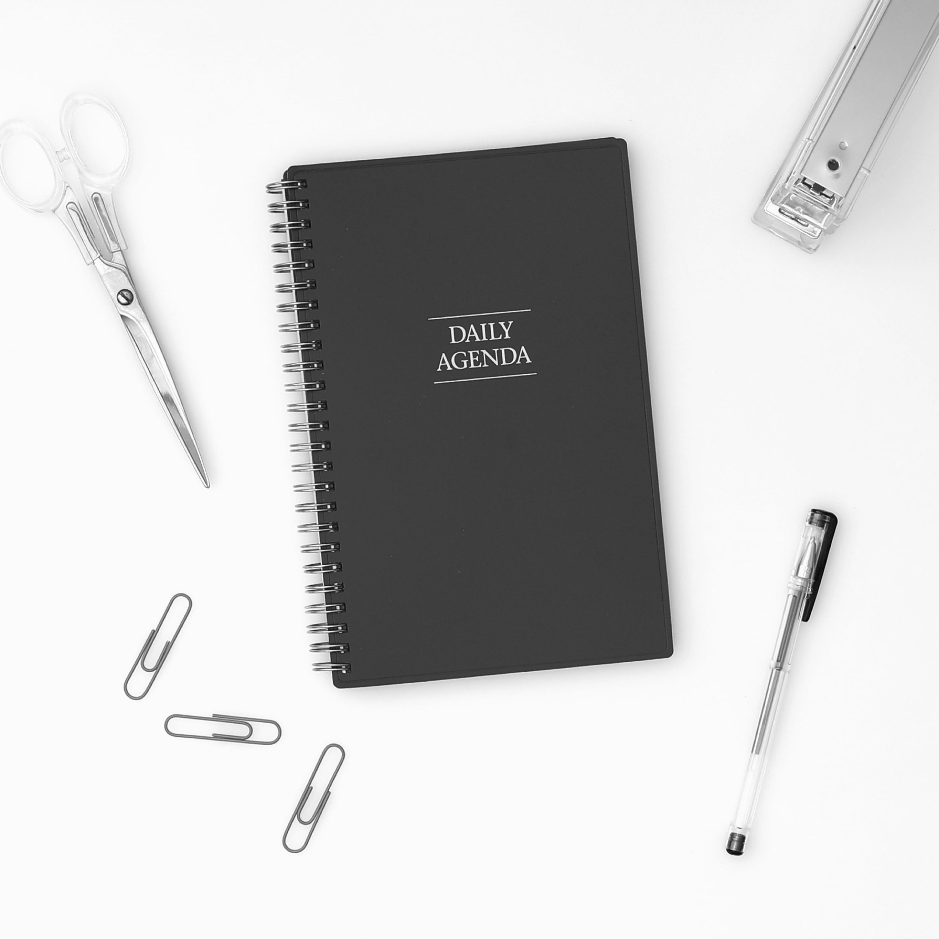 charcoal gray daily agenda non-dated in 5.5 x 8.5 planner notebook size