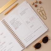 2027 weekly spread features ample lined writing space for to do lists, notes section, reference calendars, bullet points, and monthly tabs