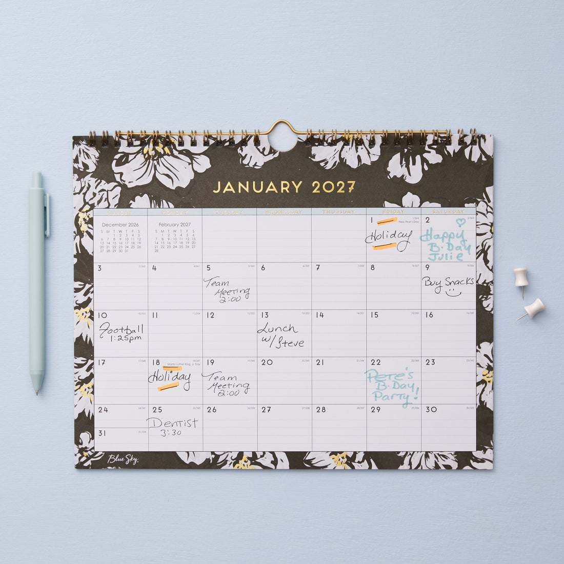 Baccara Dark 2027 Wall Calendar 11x8.75