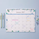 january 2027 to december 2027 wall calendar in 11x8.75 size with lined writing space and reference calendars silver hook and binding