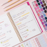 2027 weekly spread features ample lined writing space for to do lists, notes section, reference calendars, bullet points, and monthly tabs