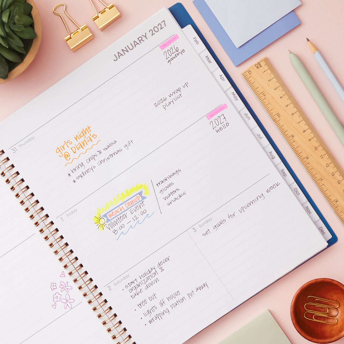 Bakah Blue 2027 Weekly Monthly 8.5x11 Planning Calendar