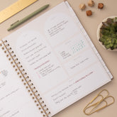 2027 weekly spread features ample lined writing space for to do lists, notes section, reference calendars, bullet points, and monthly tabs