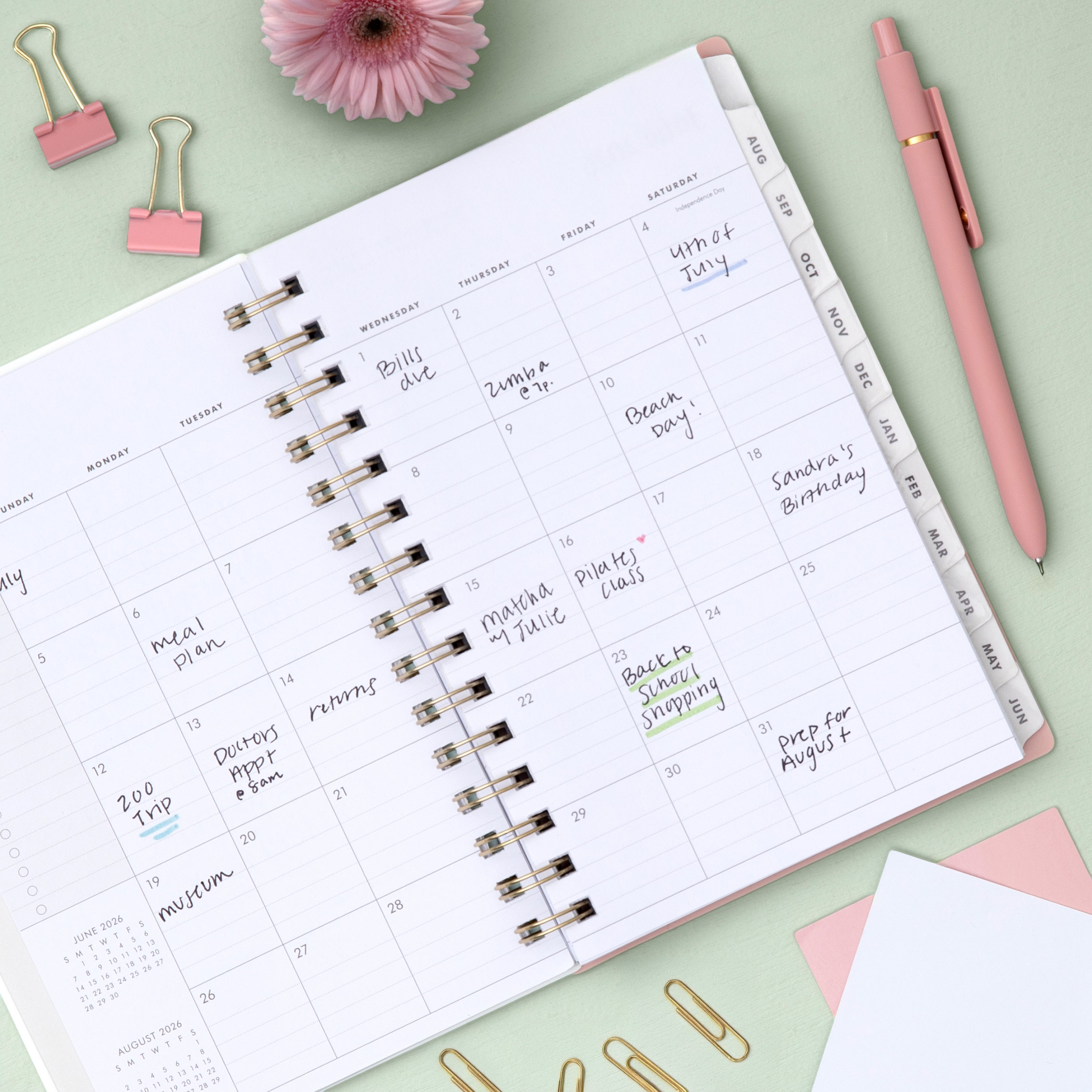 2026-2027 weekly spread featuring ample writing space, bullet points, to do-list
