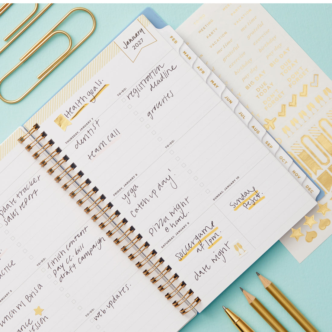 Serenity Tile 2027 Weekly and Monthly 5x8 Day Designer + Zip Pouch Planning Calendar