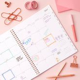 2027 monthly spread featuring ample blank writing space for each date, notes section, reference calendars, and monthly tabs
