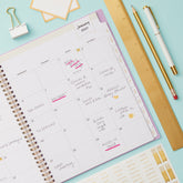 2027 monthly spread featuring ample lined writing space for each date, notes section, reference calendars, and monthly tabs