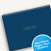 12 x 9 planning pad featuring a navy front cover with twin wire-o binding