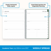 2026-2027 weekly spread featuring ample writing space, bullet points, to do-list.