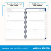 2026-2027 weekly spread featuring ample writing space, bullet points, to do-list.
