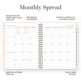 2027 monthly spread featuring ample lined writing space for each date, notes section, reference calendars, and monthly tabs
