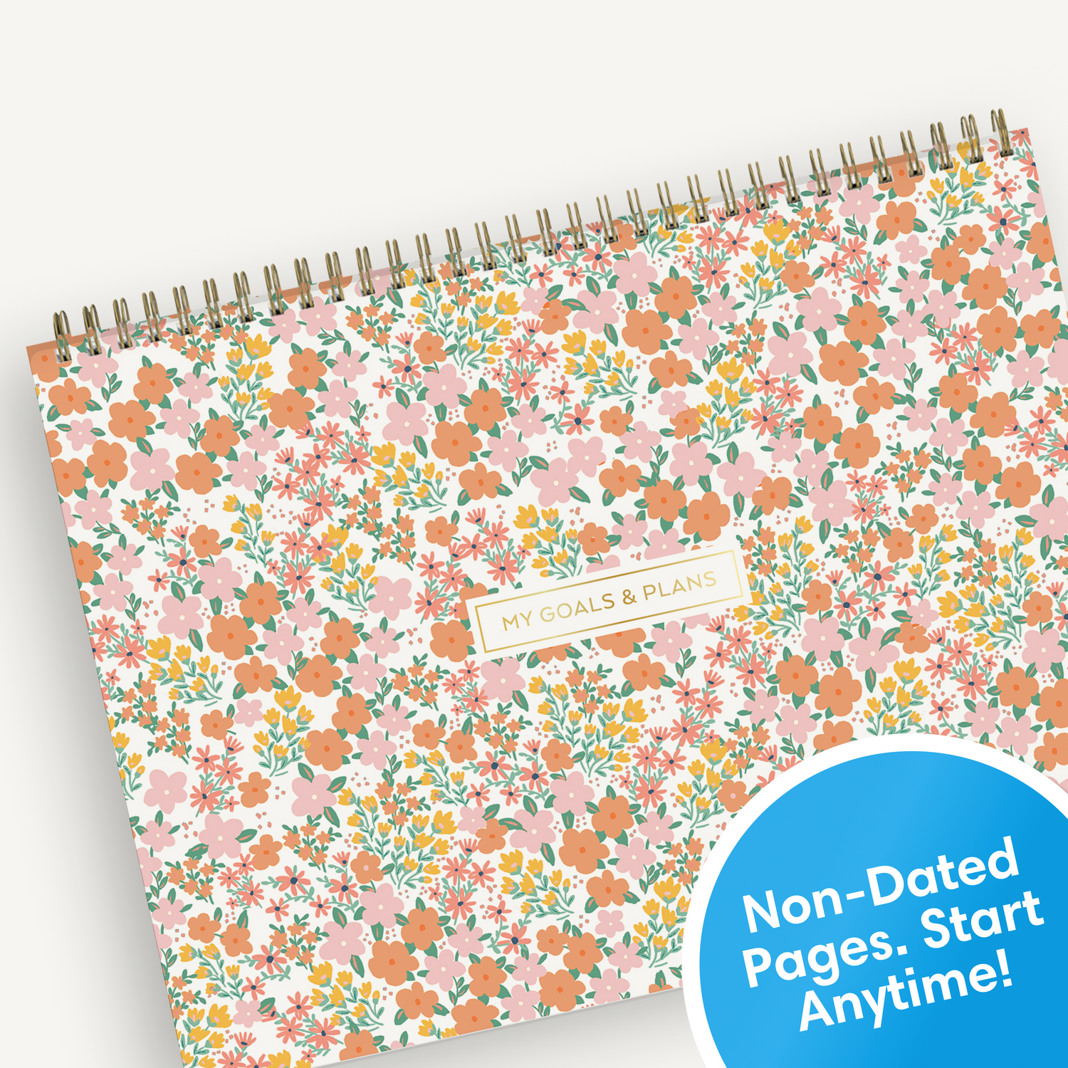 12 x 9 planning pad featuring a floral pink, orange floral front cover with twin wire-o binding