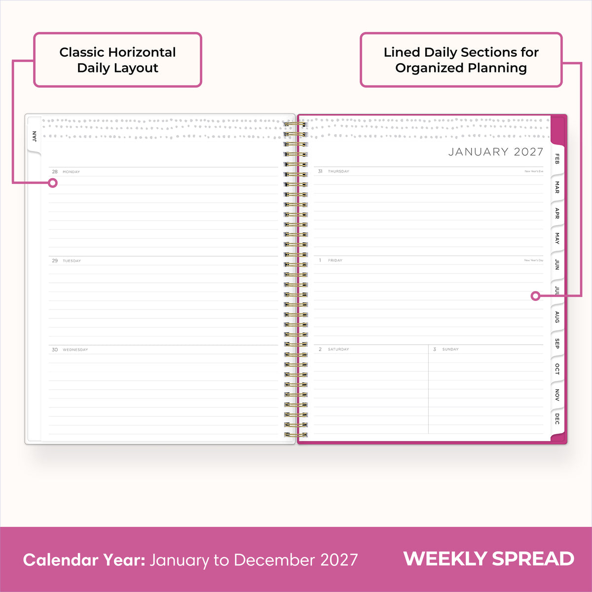 weekly interior format lined writing space 