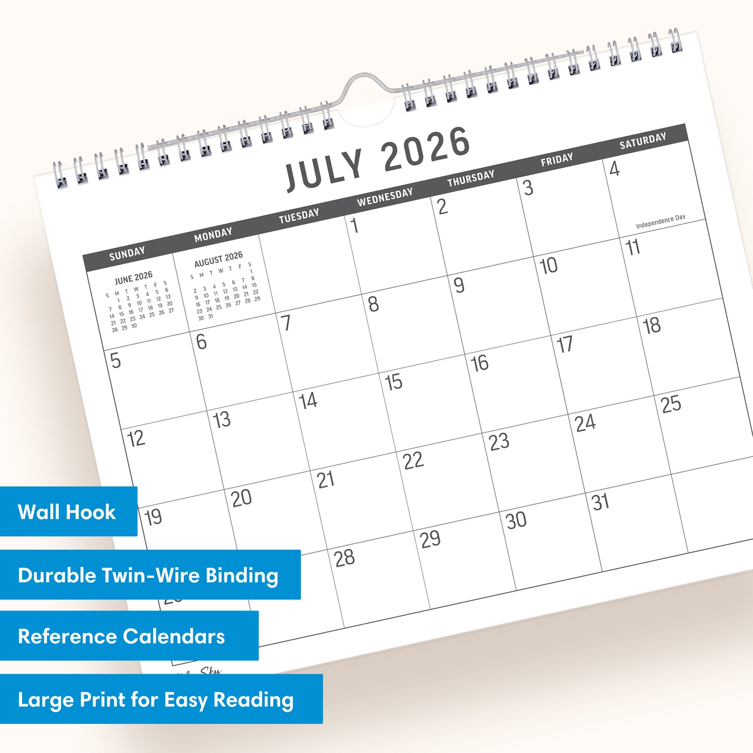 Calendar for July 2026-June 2027 on a white background with large print/text