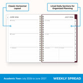 weekly planner notes featuring lined writing space and white monthly tabs