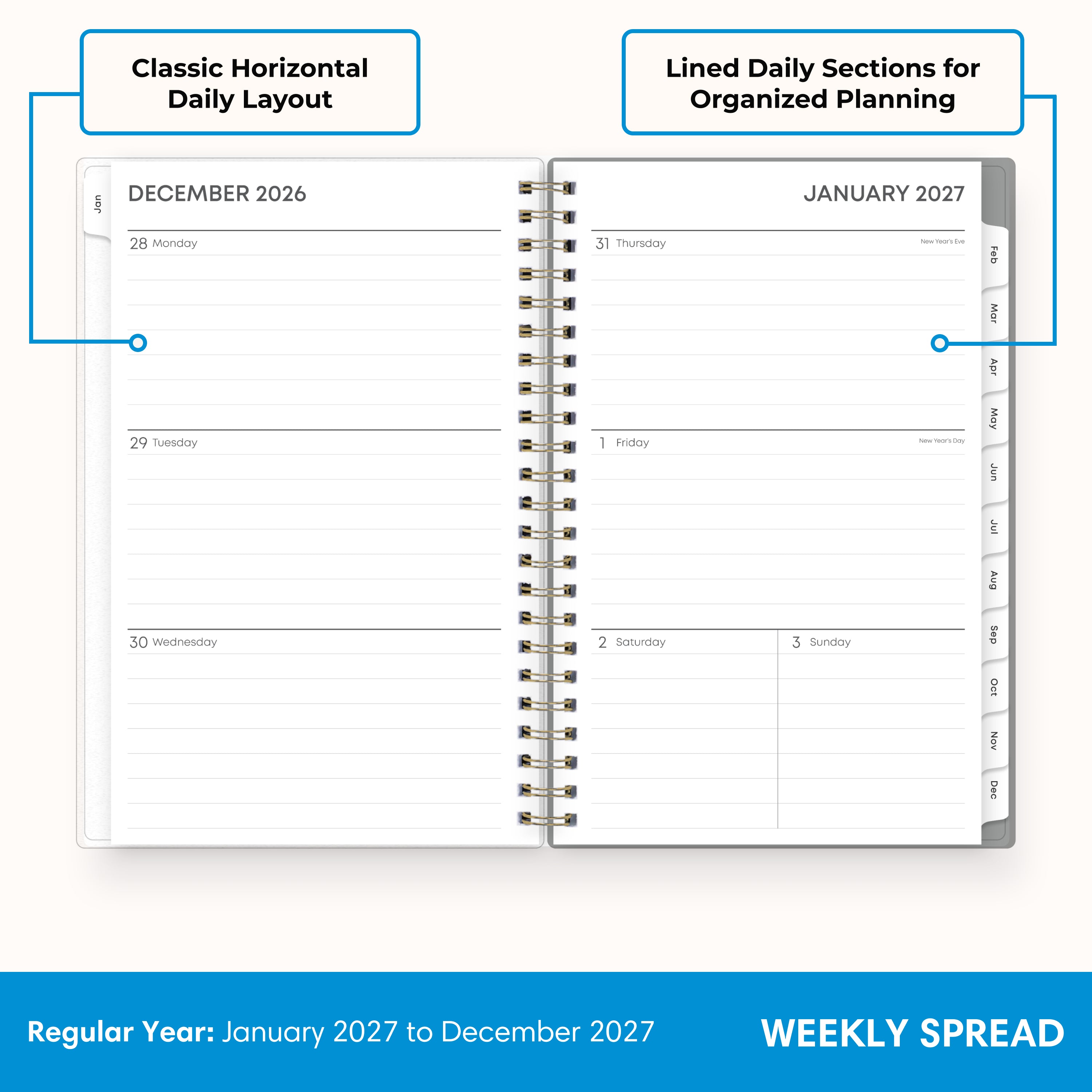 Sophie 2027 Weekly Monthly 5x8 Planning Calendar