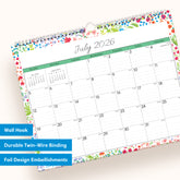 15x12 wall calendar for july 2026 - june 2027 featuring lined writing space and a floral border