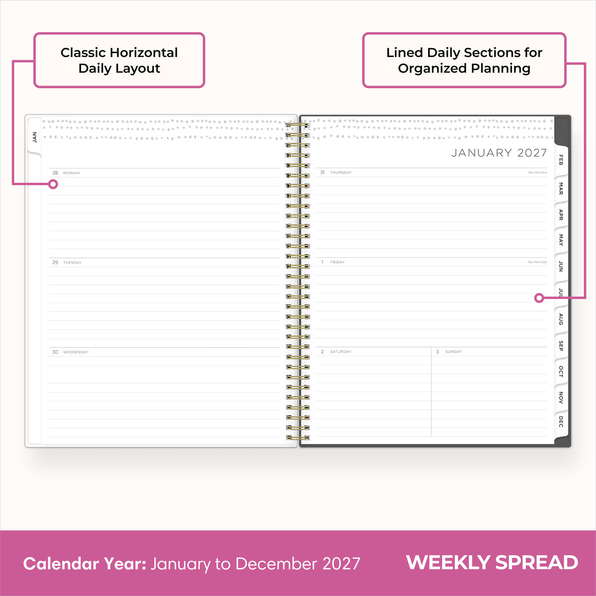 weekly interior format lined writing space 