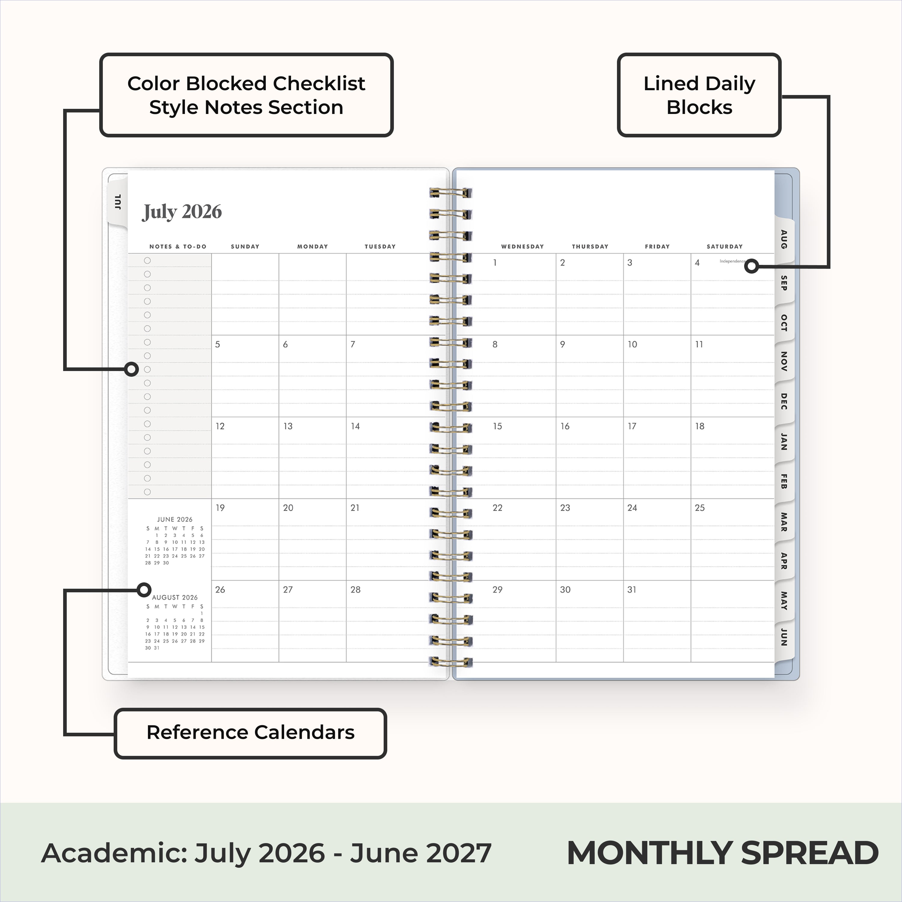 Stratford Coastal 2026-2027 Weekly Monthly 5x8 Planning Calendar