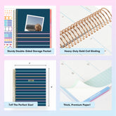 planner featuring bonus content like yearly overview, important dates, holidays, states and capitals, sticker sheets, thick paper and nice coil