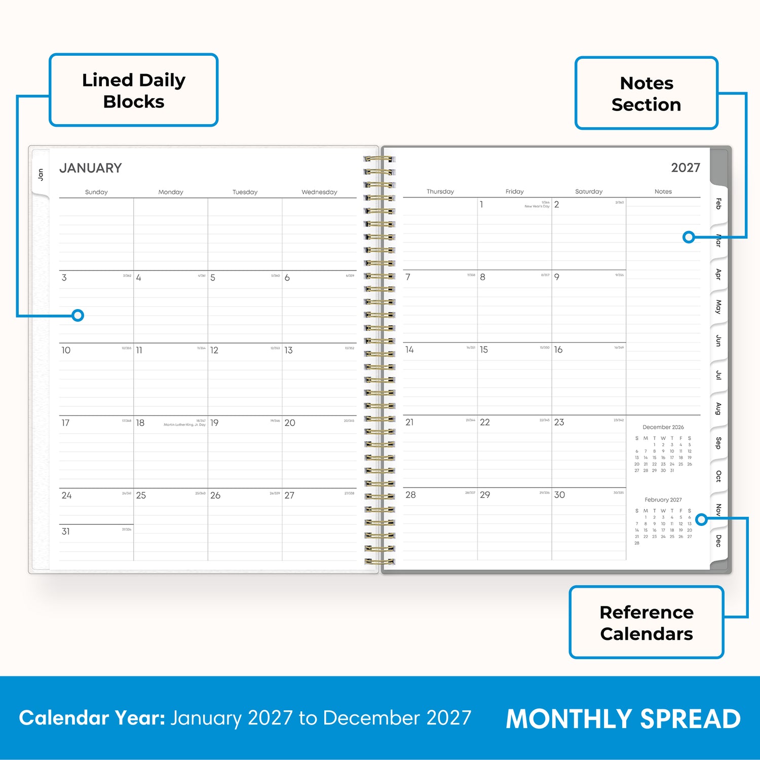Sophie 2027 Weekly Monthly 8.5x11 Planning Calendar