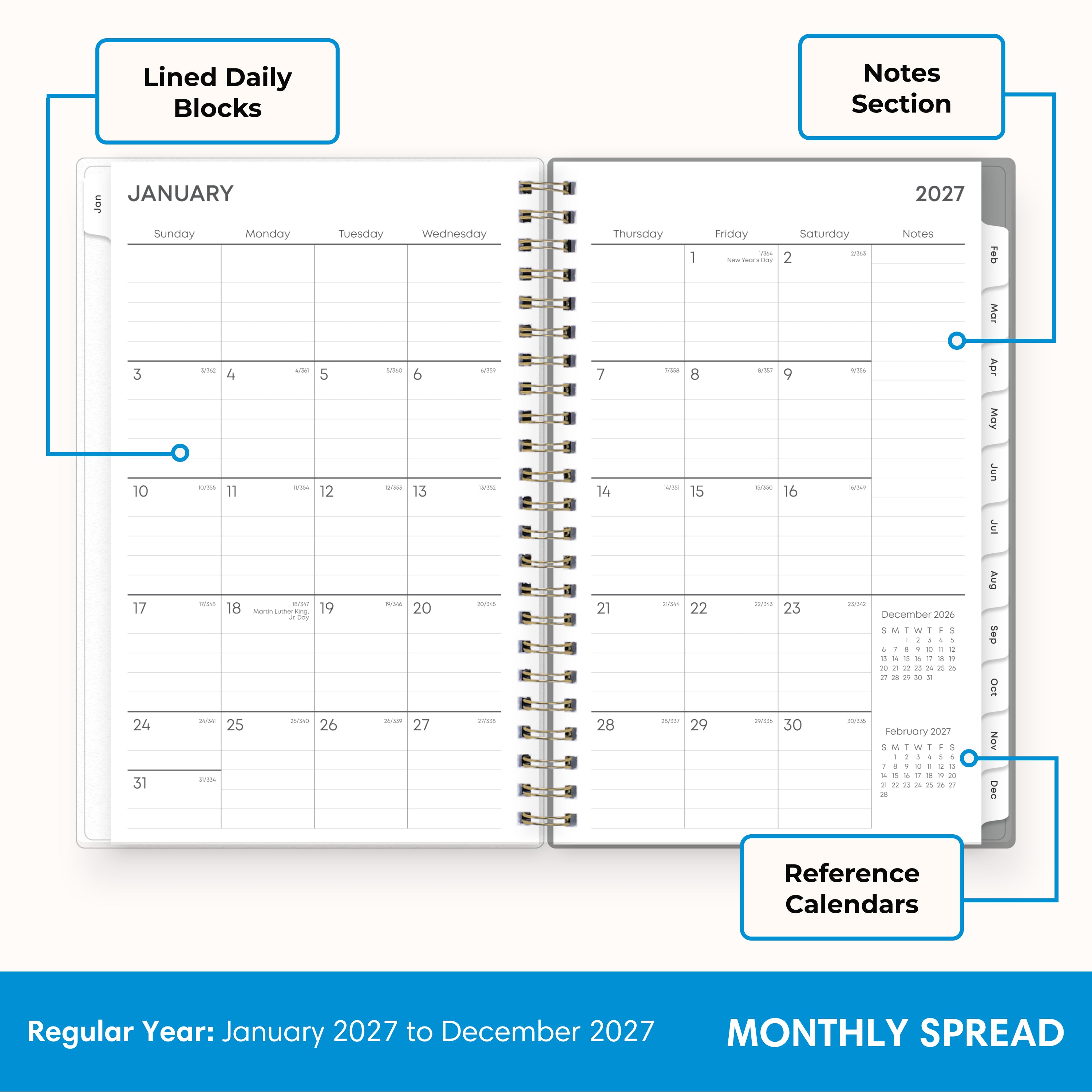 Sophie 2027 Weekly Monthly 5x8 Planning Calendar