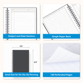 charcoal front cover on this professional notebook in 5.5 x 8.5 size featuring lined writing space and graph paper 160 pages, 80 sheets,