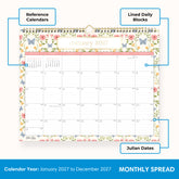 Floral and butterfly design calendar for January 2027 on a white background in 15x12 size with lined writing space and reference calendars