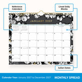 floral border on this january 2027 - december 2027 wall calendar lined writing space, reference calendars