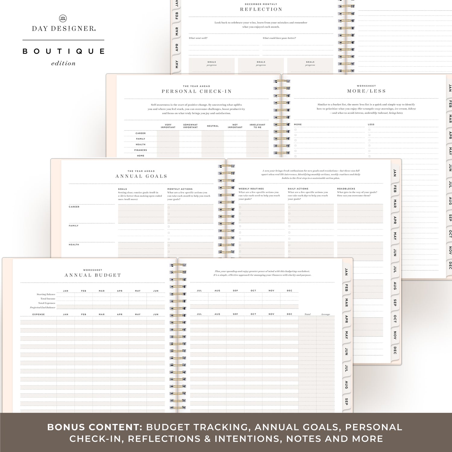 planner featuring bonus content like yearly overview, important dates, holidays, states and capitals
