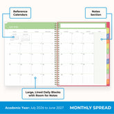 Monthly calendar for teachers with school year planning, holidays, and important dates overview