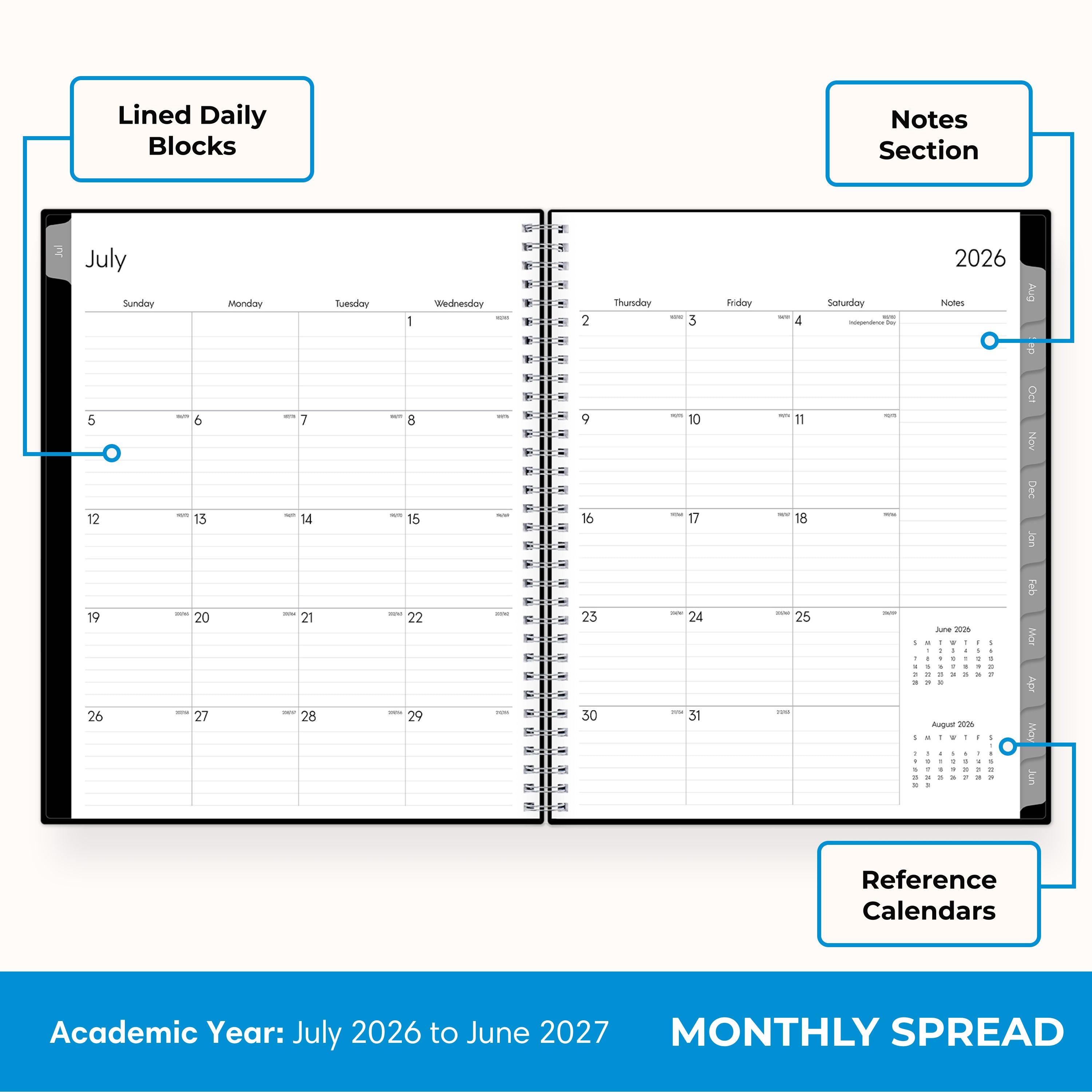2026-2027 Professional Weekly Monthly 8.5x11 Planning Calendar
