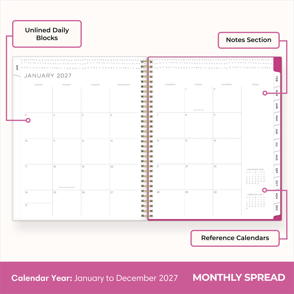 monthly format open blank writing space front cover 