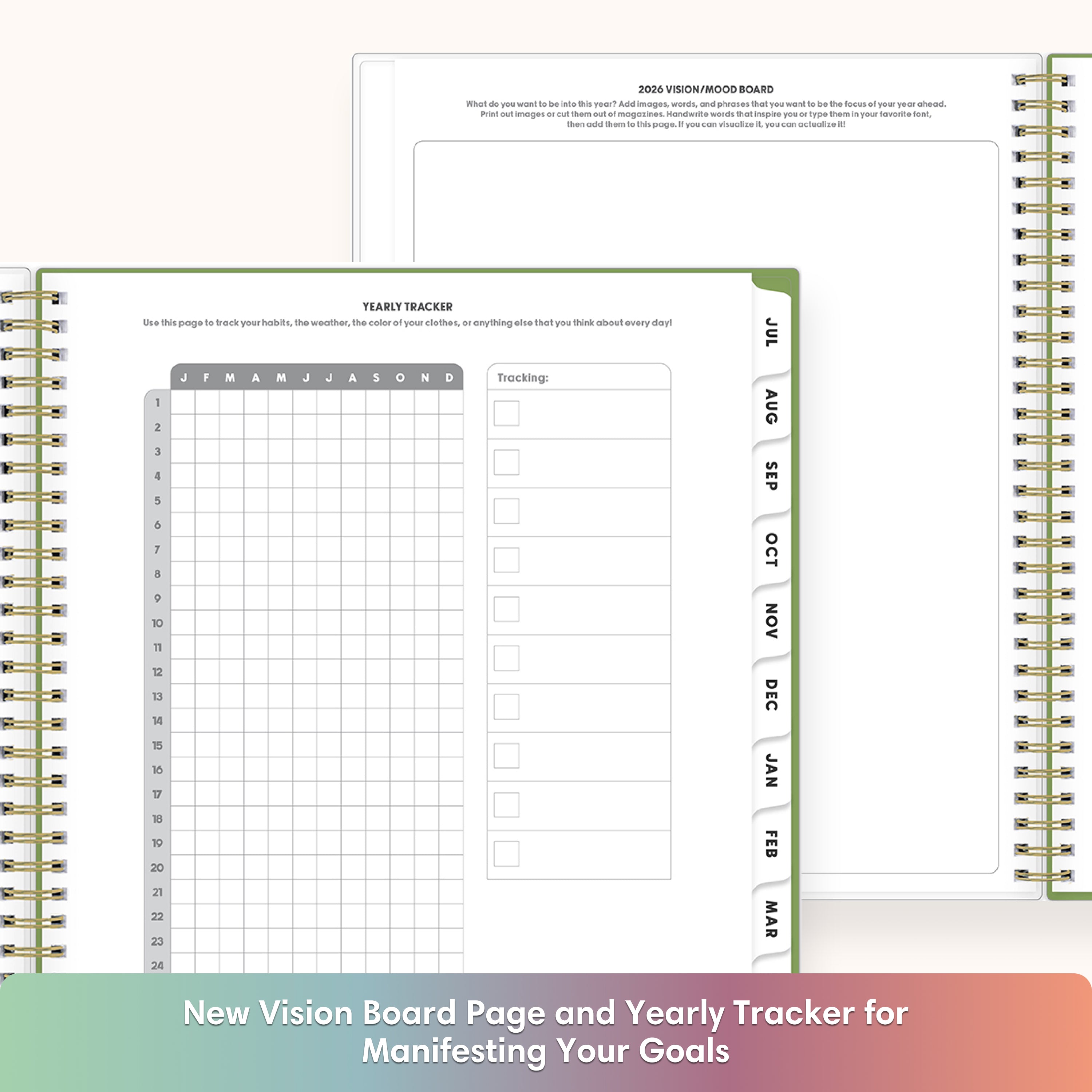 yearly tracker, vision board