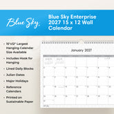 january 2027 - december 2028 wall calendar with professional background, lined writing space, 15x12, wall hook