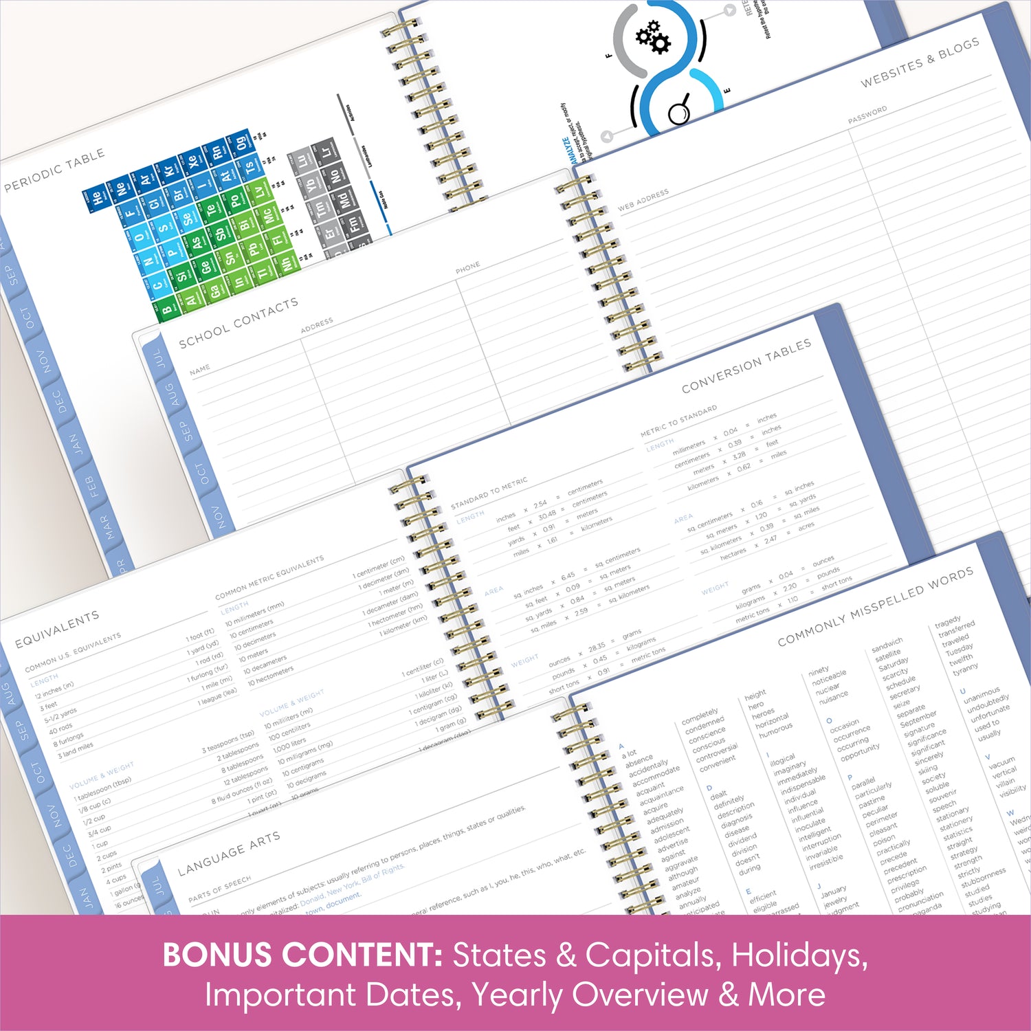 the academic planner has bonus content to ensure you have a strong, organized school year.
