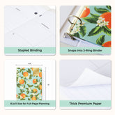 planner features stapled binding, monthly tabs, and optimizing planning size