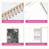 planner features twin wire o binding, monthly tabs, and optimizing planning size