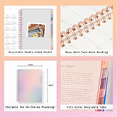 planner features twin wire o binding, monthly tabs, and optimizing planning size