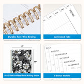 planner includes yearly overview, contacts, important dates, and holidays list