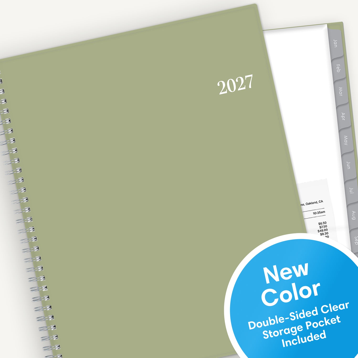 2027 sage green cover featuring 8.5x11 size. 