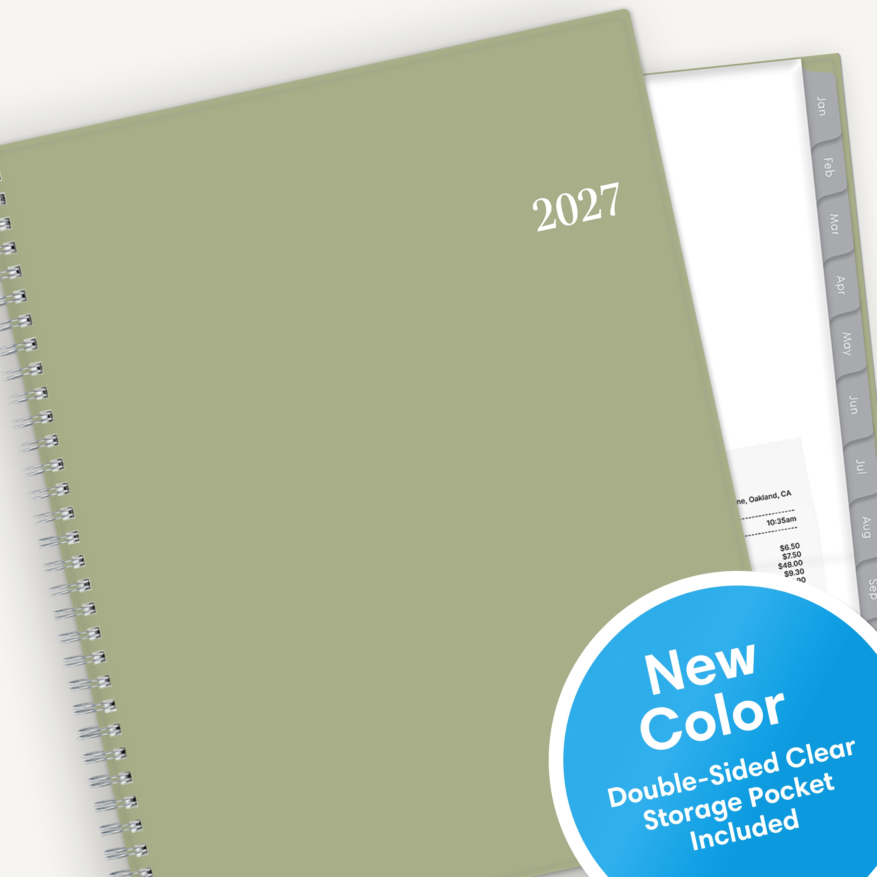 2027 sage green cover featuring 8.5x11 size. 