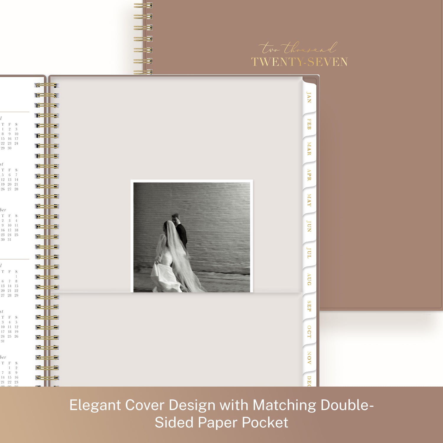 Elegant planner with a cover design and matching double-sided paper pocket