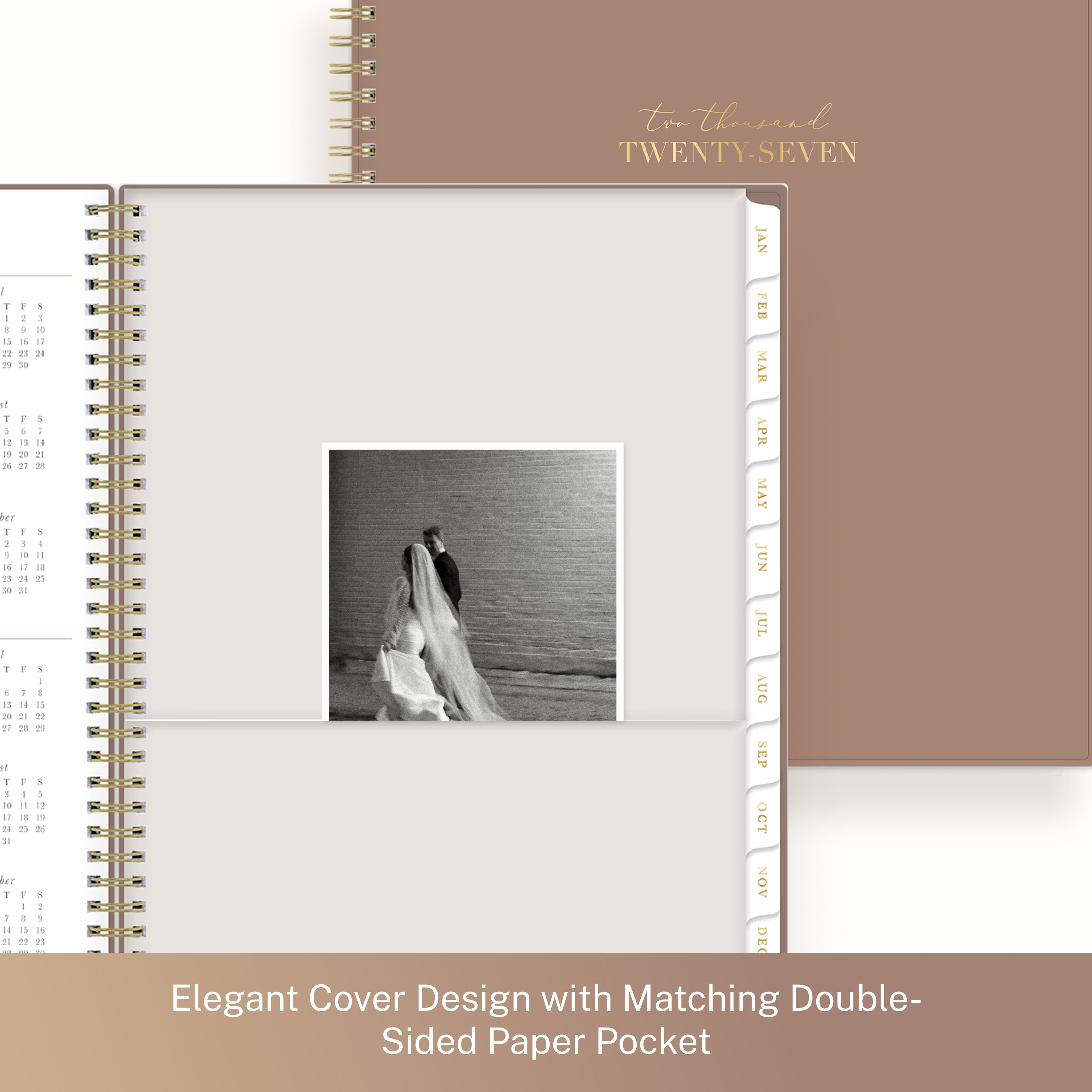 Elegant planner with a cover design and matching double-sided paper pocket