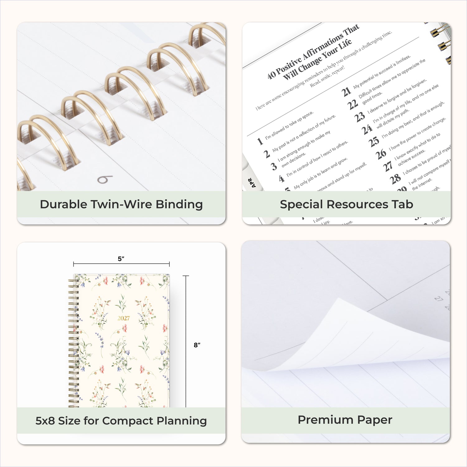 planner features twin wire o binding, monthly tabs, and optimizing planning size