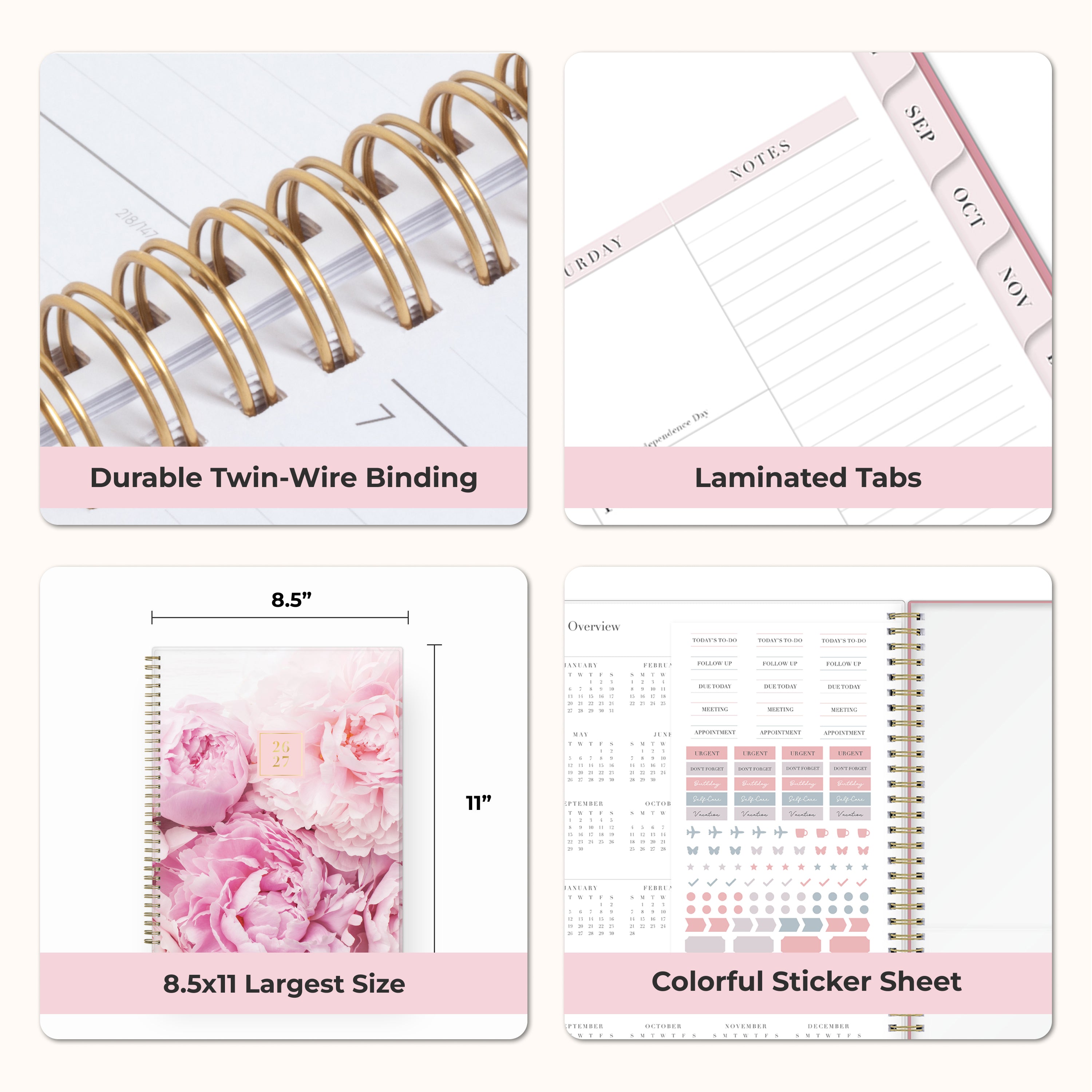 Peony 2026-2027 Weekly Monthly 8.5x11 Rach Parcell for Blue Sky Planni