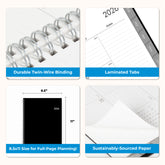 product features dual twin wire binding, laminated tabs, 5.875x8.625 size, and quality paper
