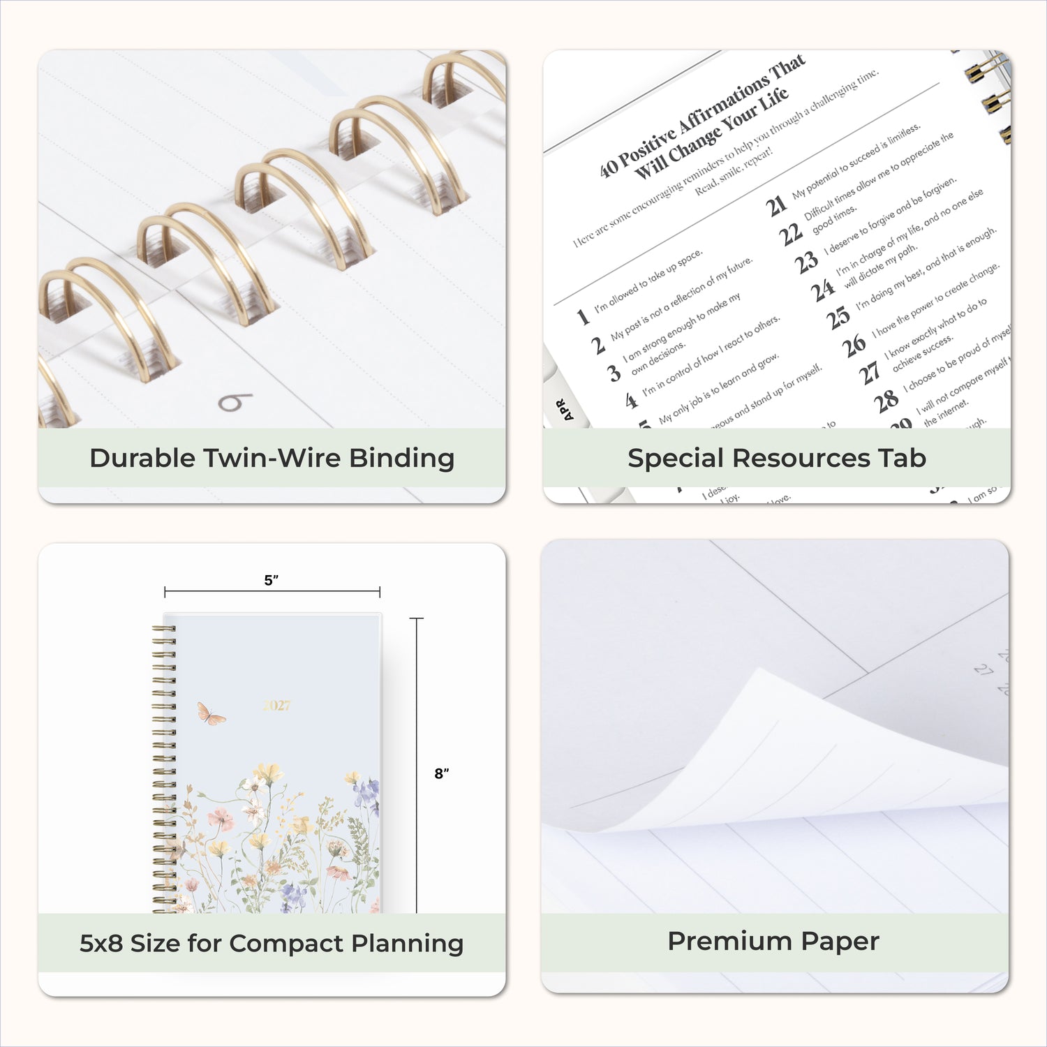 planner features twin wire o binding, monthly tabs, and optimizing planning size