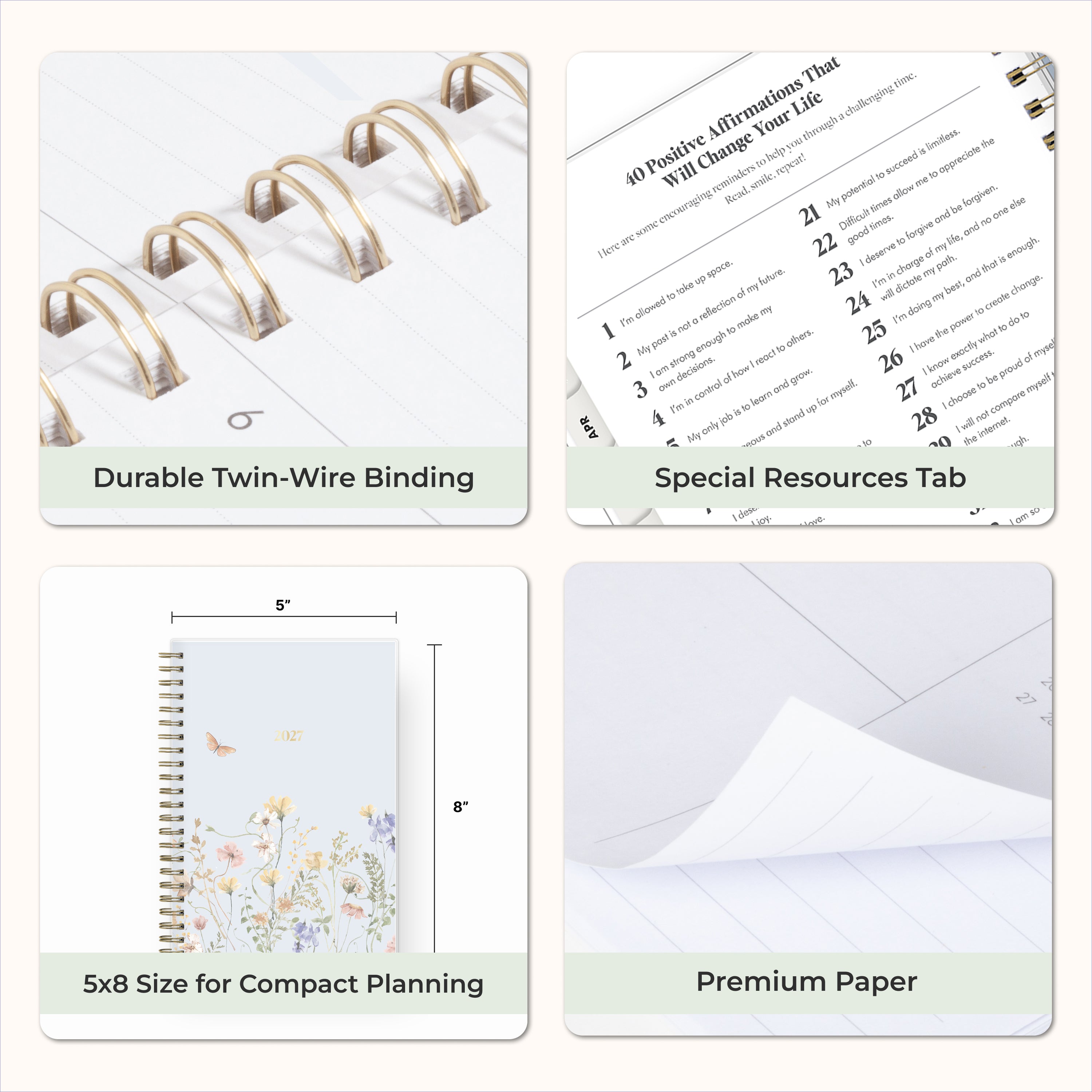planner features twin wire o binding, monthly tabs, and optimizing planning size